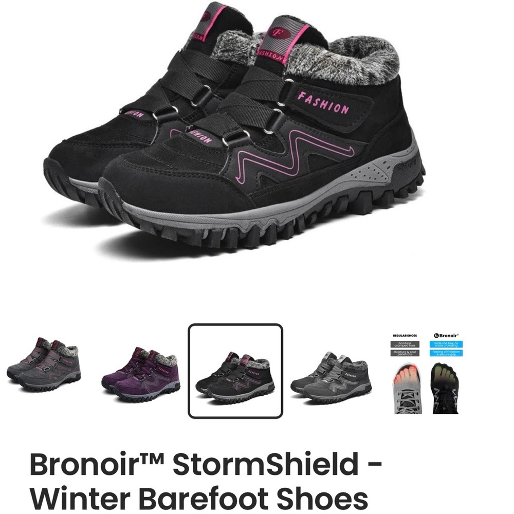 Black and Pink Winter Shoes with Fur Lining